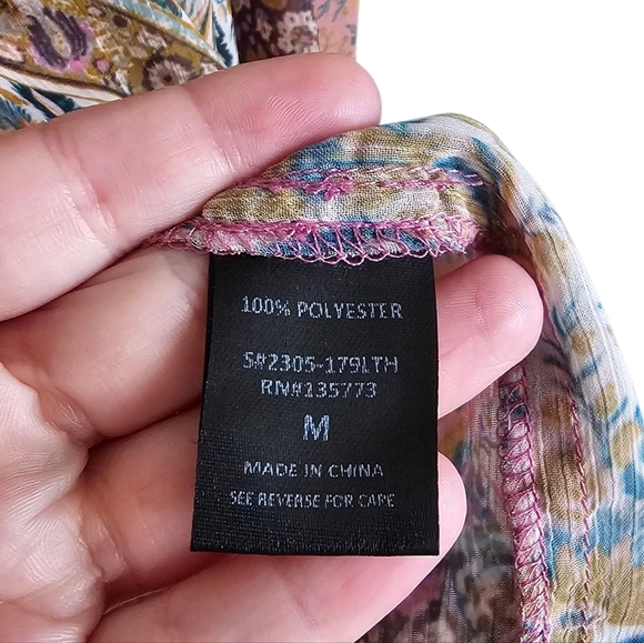 Talulah Bohemian Floral Blouse In Pink and Cream Size Medium - Picture 5 of 5